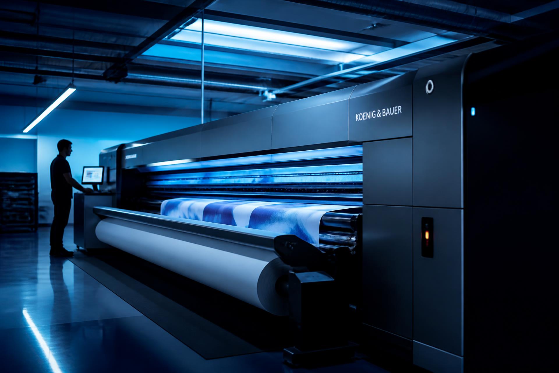 Impressora digital industrial de grande formato em operação